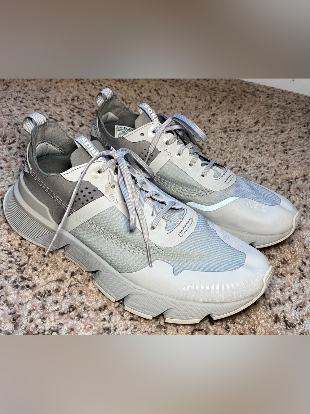 Sorel Kinetic Rush Ripstop Leather Nylon Sneakers Hiking Shoes Gray Women’s 9.5